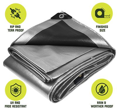 Image showing  20 ft. x 30 ft. Tarp, 8 mil, Silver/Black