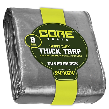 Core Tarps Silver/Black 8Mil 24 x 64 Tarp, CT-401-24X64