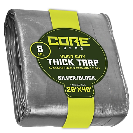 Core Tarps 25 ft. x 40 ft. Tarp, 8 Mil, Silver/Black