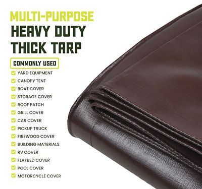 Image showing 5 th Core Tarps 10 ft. x 10 ft. Tarp, 8 mil, Brown/Black