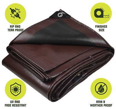 Image showing  10 ft. x 20 ft. Tarp, 8 Mil, Brown/Black