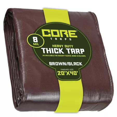 Core Tarps 20 ft x 40 ft Tarp 8 mil Brown/Black Tarps