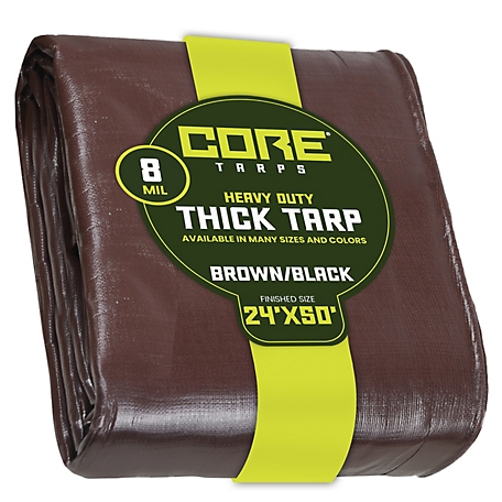 Core Tarps 24 ft. x 50 ft. Tarp, 8 Mil, Brown/Black