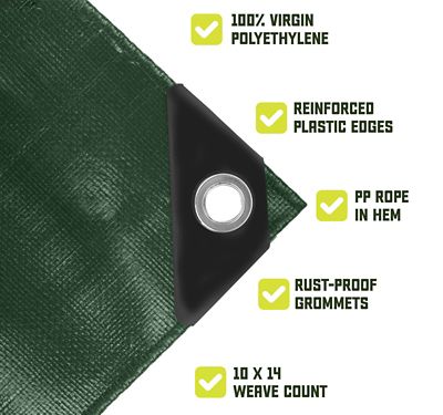 Image showing  8 x 10ft. Tarp, 8 Mil, Green/Black