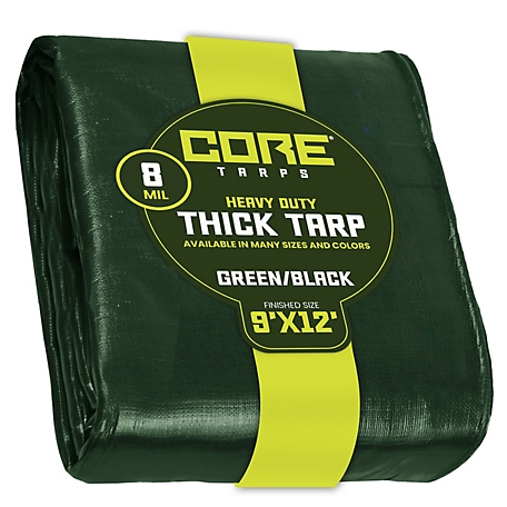 Core Tarps 9 ft. x 12 ft. Tarp, 8 Mil, Green/Black