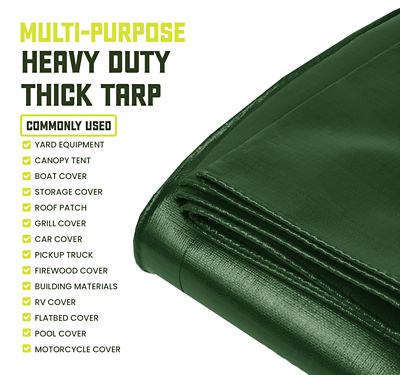 Image showing 5 th Core Tarps 12 ft. x 12 ft. Tarp, 8 Mil, Green/Black