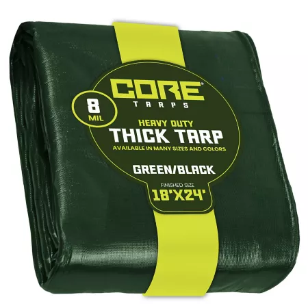 Core Tarps 18 ft x 24 ft Tarp 8 mil Green/Black Tarps