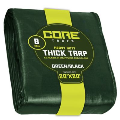 Core Tarps 20 ft. x 20 ft. Tarp, 8 Mil, Green/Black