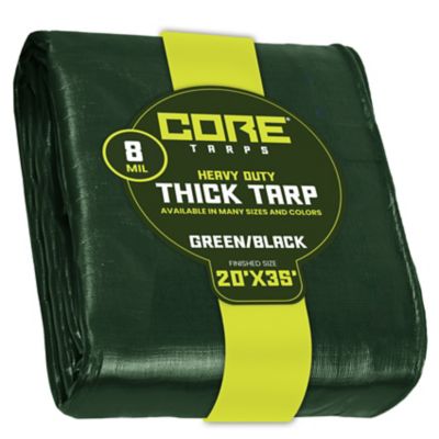 Core Tarps 20 ft. x 35 ft. Tarp, 8 Mil, Green/Black
