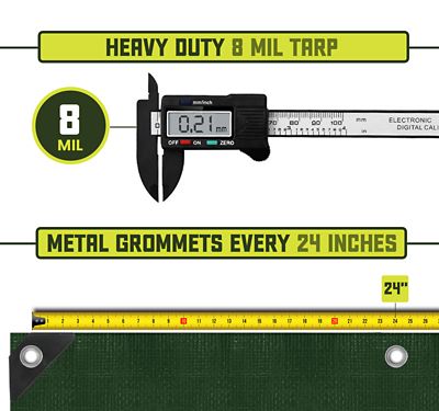 Image showing  20 ft. x 40 ft. Tarp, 8 Mil, Green/Black
