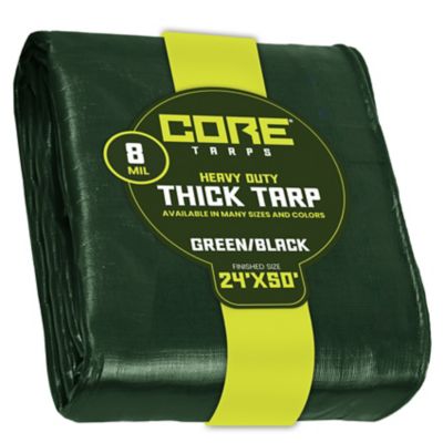 Core Tarps 24 ft. x 50 ft. Tarp, 8 Mil, Green/Black