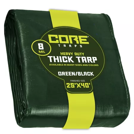 Core Tarps 25 ft x 40 ft Tarp 8 mil Green/Black Tarps