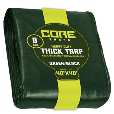 Core Tarps Green/Black 8Mil 40 x 40 Tarp, CT-403-40X40