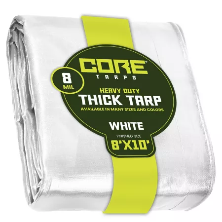 Core Tarps 8 ft x 10 ft Tarp 8 mil White Tarps