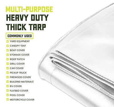 Image showing 5 th Core Tarps 10 ft. x 10 ft. Tarp, 8 Mil, White