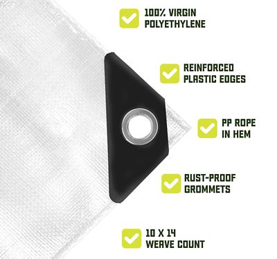 Image showing  20 ft. x 40 ft. Tarp, 8 Mil, White