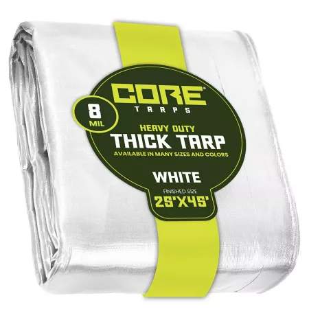 Core Tarps 25 ft x 45 ft Tarp 8 mil White Tarps