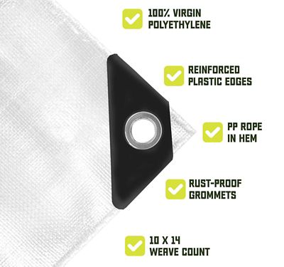 Image showing  30 ft. x 70 ft. Tarp, 8 Mil, White