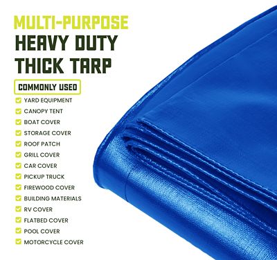 Image showing 5 th Core Tarps 6 ft. x 8 ft. Tarp, 8 Mil, Blue