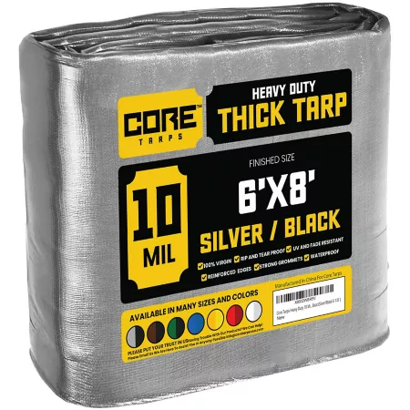 Core Tarps 6 ft x 8 ft Tarp 10 mil Silver/Black Tarps