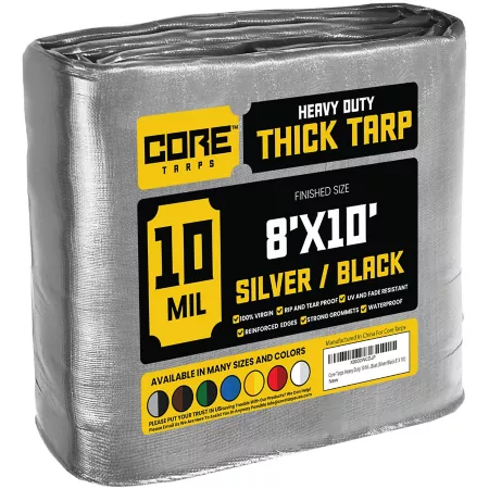 Core Tarps 8 ft x 10 ft Tarp 10 mil Silver/Black Tarps