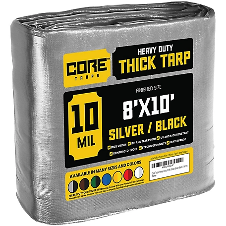 Core Tarps 8 ft. x 10 ft. Tarp, 10 Mil, Silver/Black