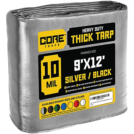 Core Tarps 9 ft. x 12 ft. Tarp, 10 Mil, Silver/Black