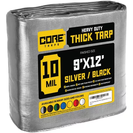 Core Tarps 9 ft x 12 ft Tarp 10 mil Silver/Black Tarps