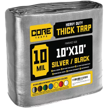 Core Tarps 10 ft x 10 ft Tarp 10 mil Silver/Black Tarps