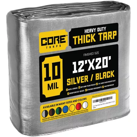 Core Tarps 12 ft x 20 ft Tarp 10 mil Silver/Black Tarps