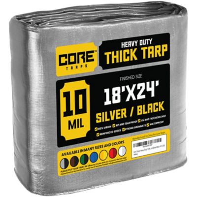 Core Tarps 18 ft. x 24 ft. Tarp, 10 Mil, Silver/Black