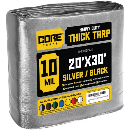 Core Tarps 20 ft x 30 ft Tarp 10 mil Silver/Black Tarps