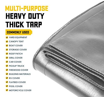 Image showing 5 th Core Tarps 20 ft. x 30 ft. Tarp, 10 Mil, Silver/Black