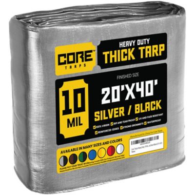 Core Tarps Silver/Black 10Mil 20 x 40 Tarp, CT-601-20X40, CT-601-20x40