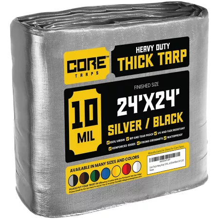 Core Tarps 24 ft x 24 ft Tarp 10 mil Silver/Black Tarps