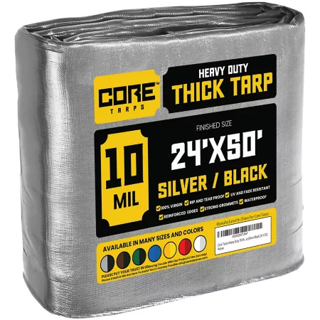 Core Tarps Silver/Black 10Mil 24 x 50 Tarpaulin CT-601-24X50 Tarps