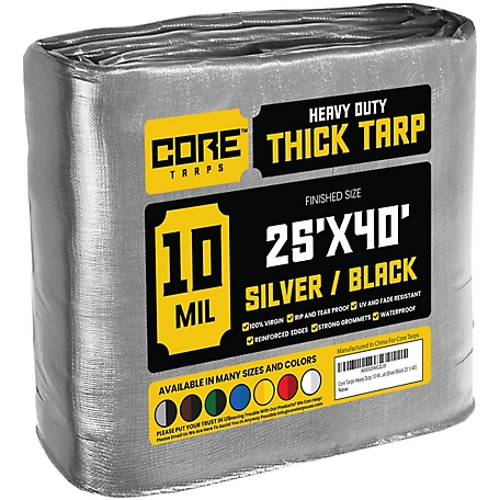 Core Tarps Silver/Black 10Mil 25 x 40 Tarp, CT-601-25X40
