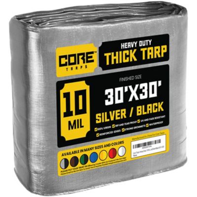 Core Tarps 30 ft. x 30 ft. Tarp, 10 Mil, Silver/Black