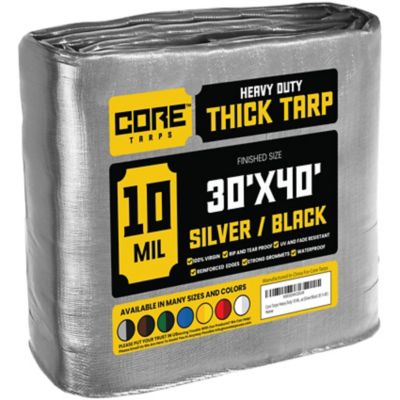 Core Tarps 30 ft. x 40 ft. Tarp, 10 Mil, Silver/Black