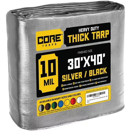 Core Tarps 30 ft x 40 ft Tarp 10 mil Silver/Black Tarps