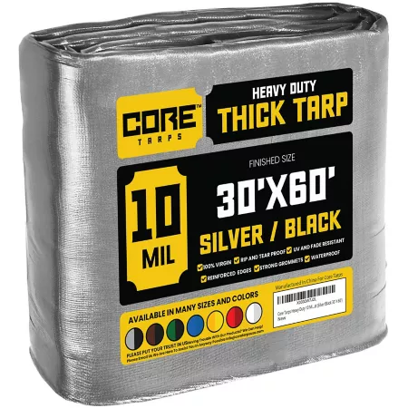 Core Tarps 30 ft x 60 ft Tarp 10 mil Silver/Black Tarps