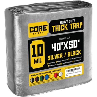 Core Tarps 40 ft. x 50 ft. Tarp, 10 Mil, Silver/Black