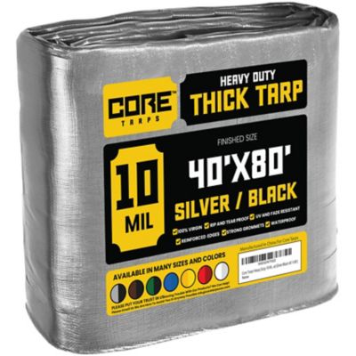 Core Tarps Silver/Black 10Mil 40 x 80 Tarp, CT-601-40X80, CT-601-40x80