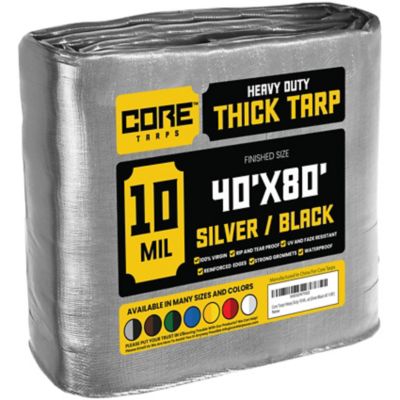 Core Tarps Silver/Black 10Mil 40 x 80 Tarp, CT-601-40X80