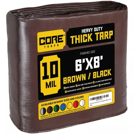 Core Tarps 6 ft x 8 ft Tarp 10 mil Brown/Black Tarps