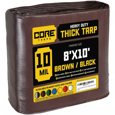 Core Tarps 8 ft x 10 ft Tarp 10 mil Brown/Black Tarps