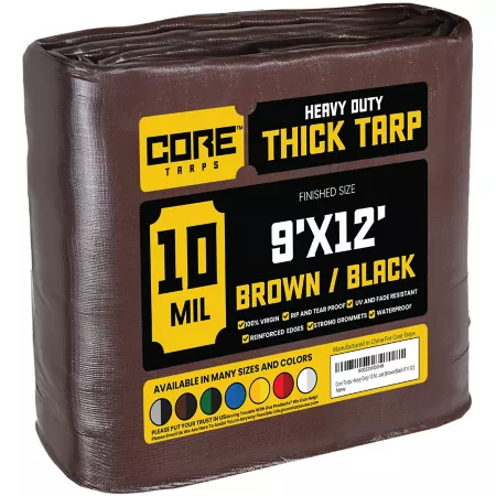 Core Tarps 9 ft x 12 ft Tarp 10 mil Brown/Black Tarps