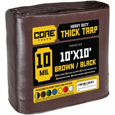 Core Tarps 10 ft. x 10 ft. Tarp, 10 Mil, Brown/Black