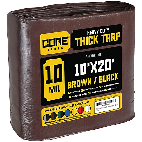 Core Tarps 10 ft. x 20 ft. Tarp, 10 Mil, Brown/Black