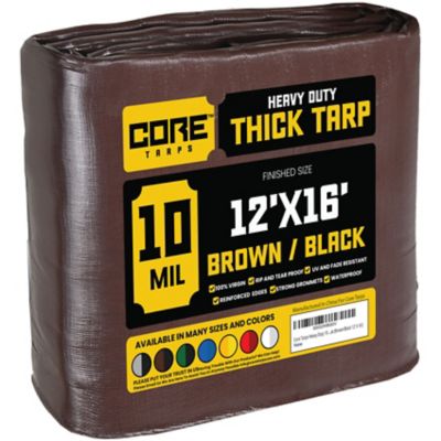 Core Tarps 12 ft. x 16 ft. Tarp, 10 Mil, Brown/Black